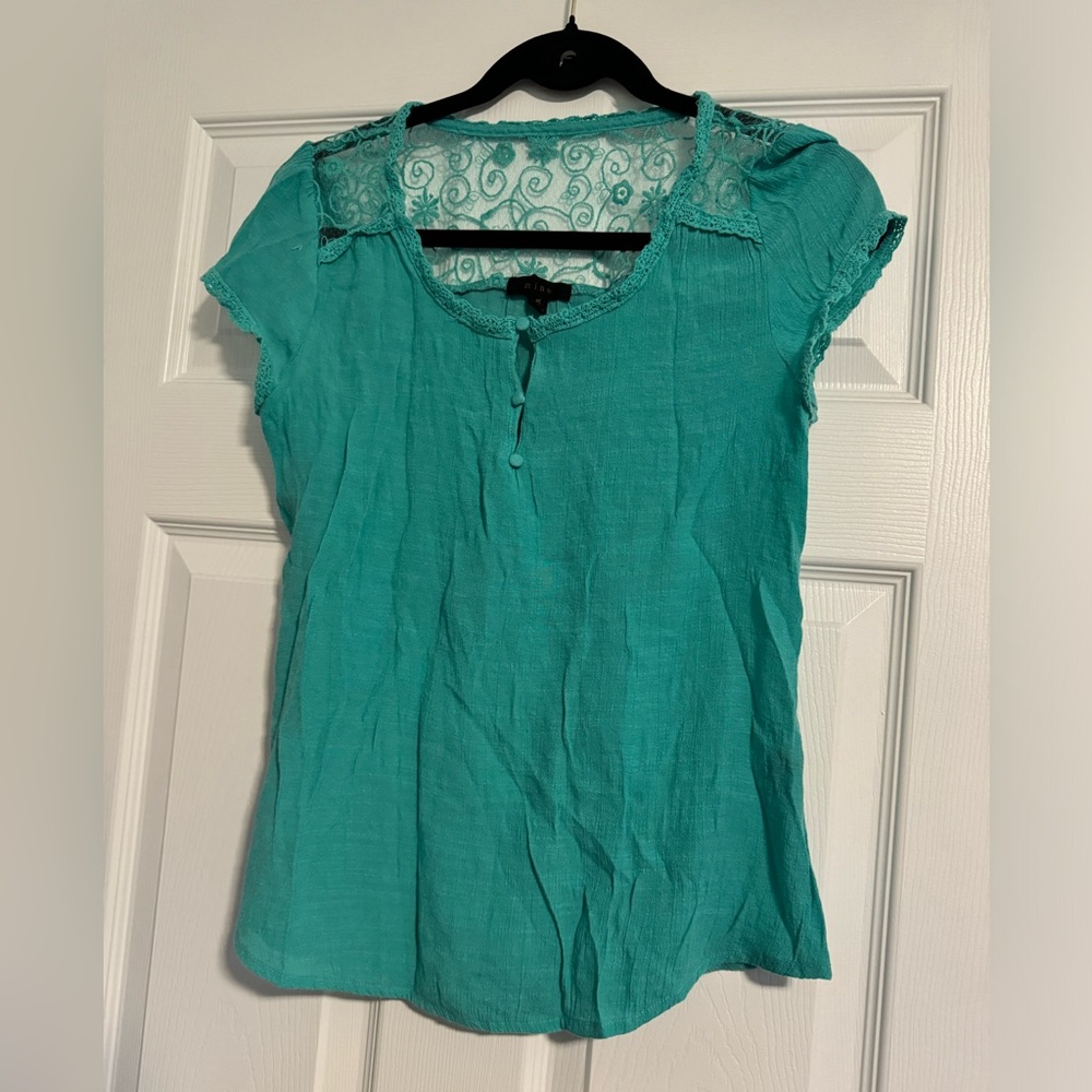 Mine Blue Detailed Blouse